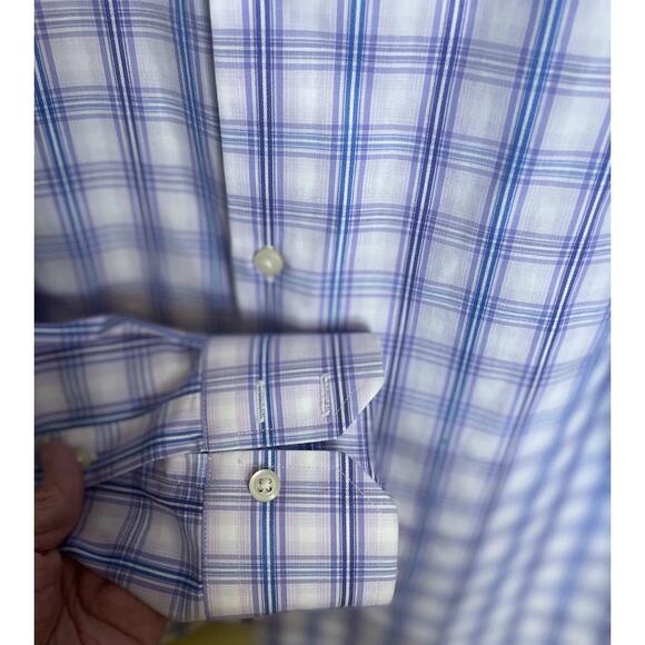 Banana Republic Blue and Gray Non-Iron Slim Fit Button-up Shirt Size 15/15.5 - Picture 6 of 7